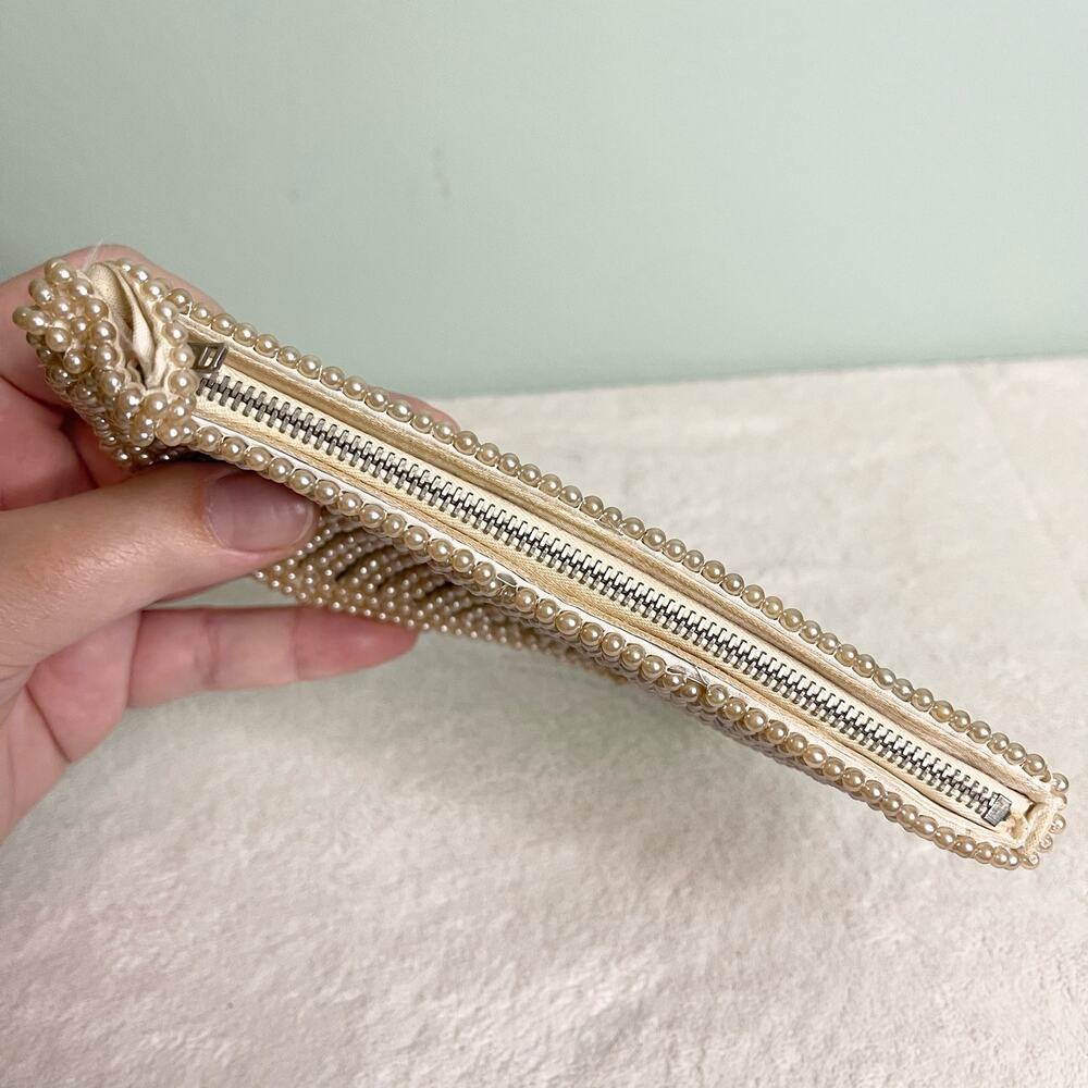 Vintage A David's Import Pearl Zip Mini Evening Pouch Purse Clutch Made in Japan - Picture 8 of 8